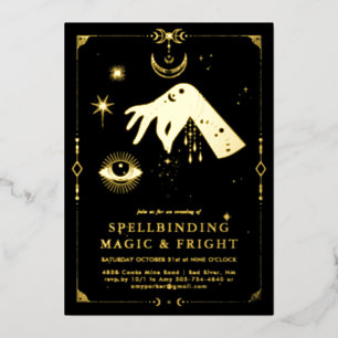 Verzaubernde okkulte Magie   Elegantes Halloween Folieneinladung