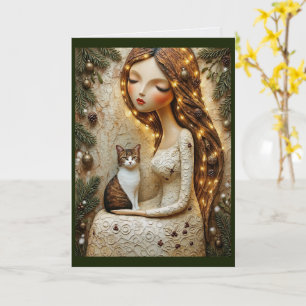 Verzaubernde Weihnachtskatze Winter Maiden Karte