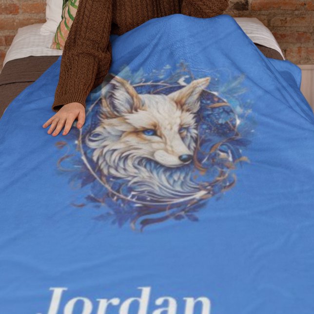 Verzaubernder Fuchs mit Individuelle Name Fleecedecke (Von Creator hochgeladen)
