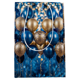 Verzauberndes blaues und goldenes Geschenkpapier Mittlere Geschenktüte