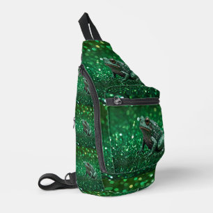 Verzauberndes Erwachen: Der grüne Funkelfrosch  Crossbody Bag