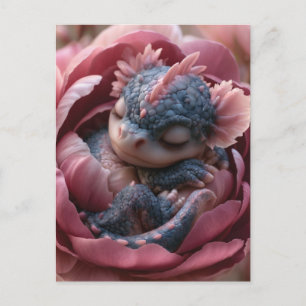 Verzauberndes Fantasybild eines winzigen Babydrach Postkarte