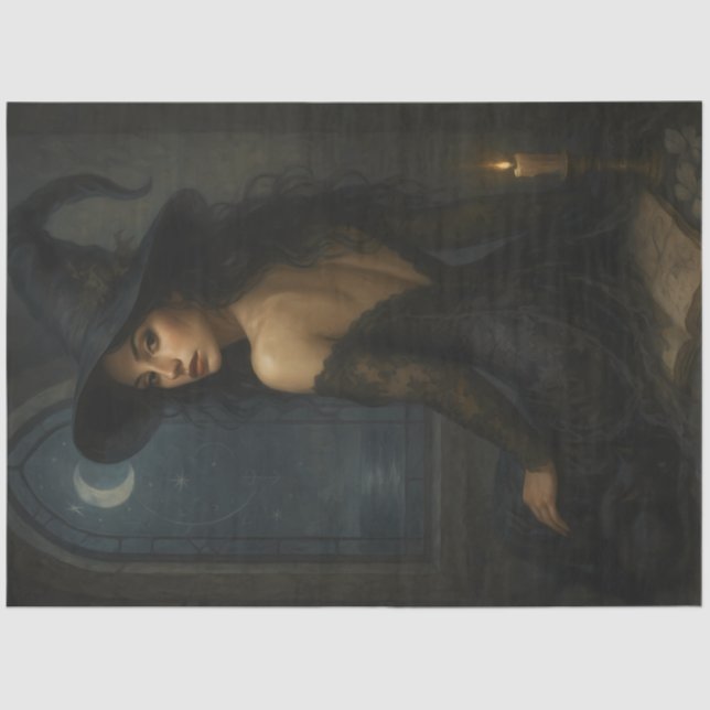 Verzauberndes Hexenmondlicht-Gotisches Dekoupage-P Seidenpapier (Vorderseite)