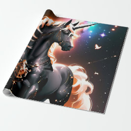Verzauberndes Schwarzes Einhorn Geburtstagsgeschen Geschenkpapier