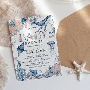 Verzauberndes Wasserfarben-Unterwasser-Baby-Shower Einladung