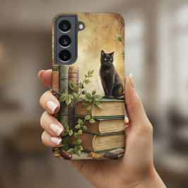 Verzauberte Bibliothek der schwarzen Katze Samsung Galaxy Hülle