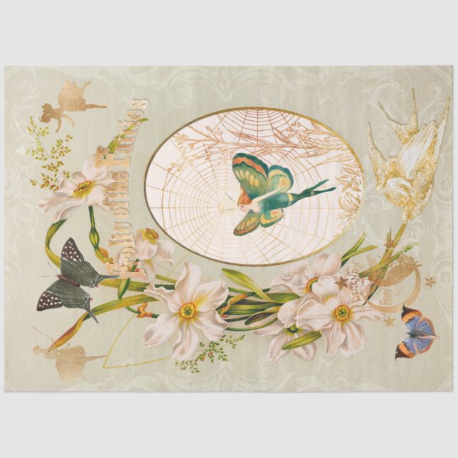 Verzauberte Blume Fairy Garden Schmetterlingsdekou Seidenpapier (Vorderseite)