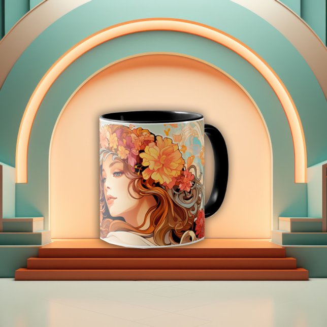 Verzauberte Blüten Art Nouveau Frau Tasse (Von Creator hochgeladen)