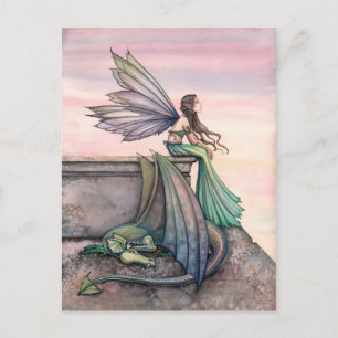 Verzauberte Dämmerung Feen-Drache Postkarte