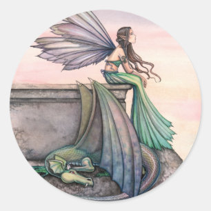Verzauberte Dämmerung Feen Drachen Aufkleber