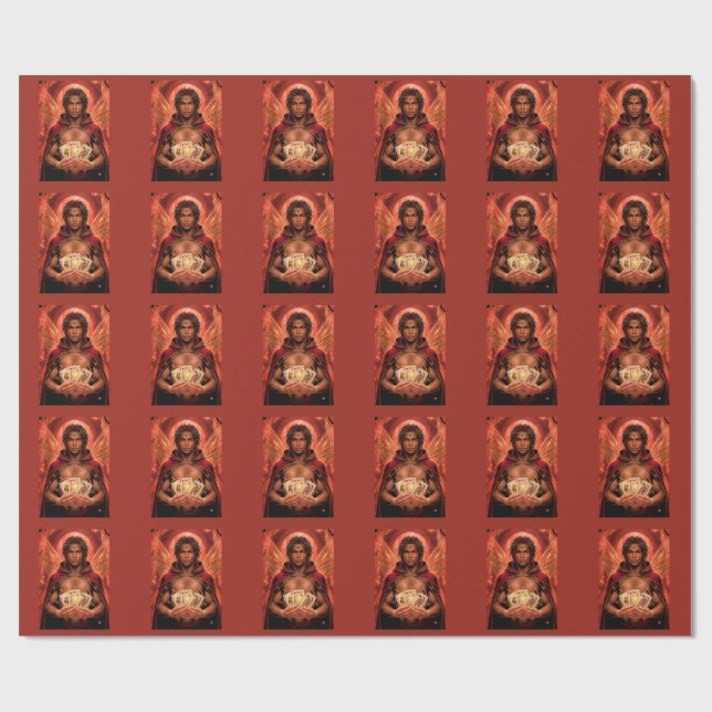 Verzauberte Deck Muse Mann in Rot Geschenkpapier (Flach)