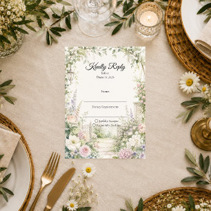Verzauberte Eleganz des geheimen Gartens Hochzeit RSVP Karte