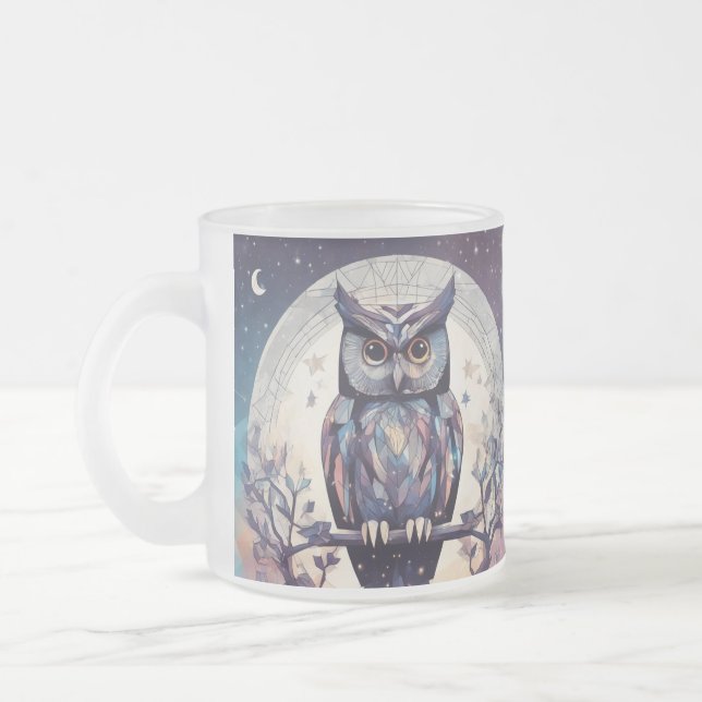 Verzauberte Eule Vollmond Weiße Tasse - 15 oz (Links)