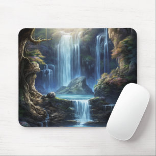 Verzauberte Fantasie-Wasserfall-Traumlandschaft Mousepad