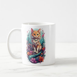 Verzauberte Fantasien: Whimsical Mermaid Cat Kaffeetasse