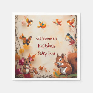 Verzauberte Fantasy Herbst Waldtiere Serviette