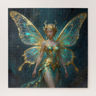 Verzauberte Fee in Gold und Türkis Puzzle