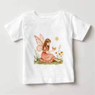 Verzauberte Fee mit Blume und Schmetterlingen Baby T-shirt