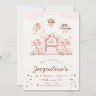 Verzauberte Feengarten-Einladung zum 5. Geburtstag Einladung