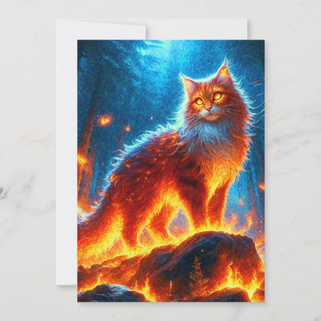 Verzauberte Feuerfeline Einladung (Vorderseite)