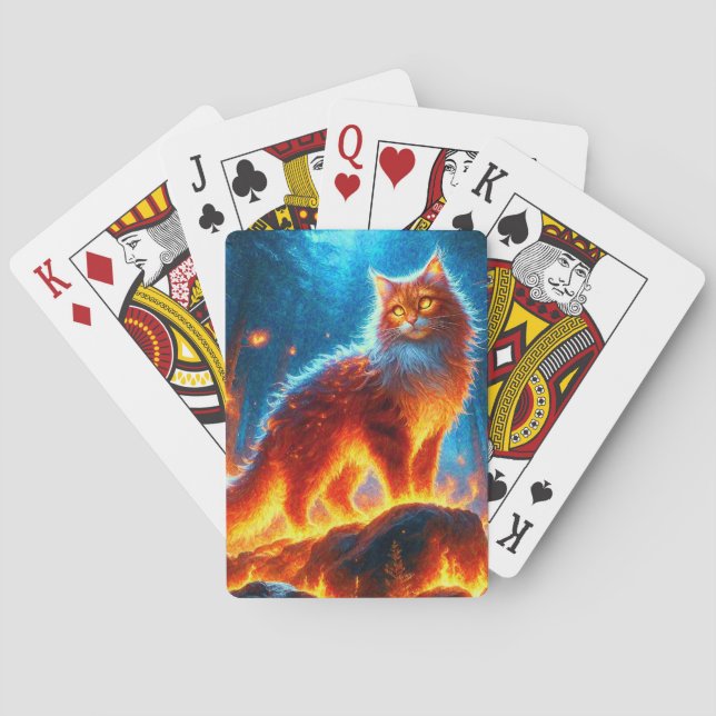 Verzauberte Feuerfeline Spielkarten (Rückseite)