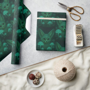 Verzauberte Fuchs & Biolumineszente Pilze Fairycor Geschenkpapier