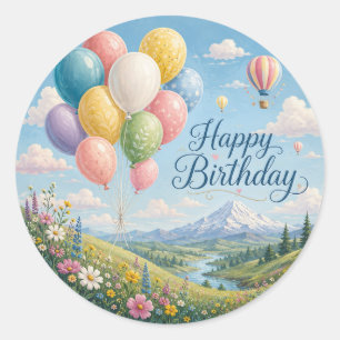 Verzauberte Geburtstagsballons Runder Aufkleber
