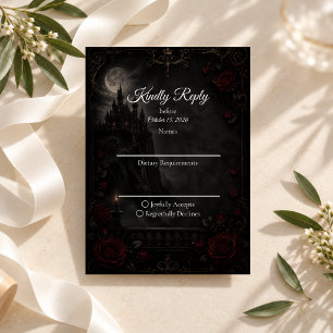 Verzauberte gothische Mondlicht-Romanze-Hochzeit RSVP Karte