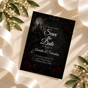 Verzauberte gothische Mondlicht-Romanze-Hochzeit Save The Date