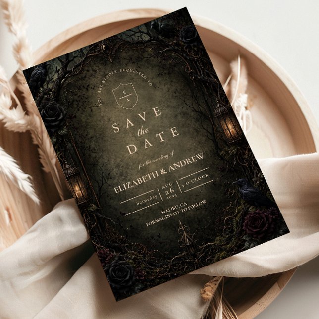 Verzauberte gothische Waldhochzeit Save The Date (Von Creator hochgeladen)