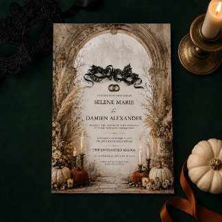 Verzauberte Halloween-Maskenball-Hochzeit Einladung
