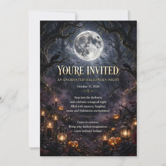 Verzauberte Halloween-Nacht Vollmond Einladung