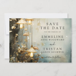 Verzauberte Hängeleuchten Hochzeit im Wald Save The Date