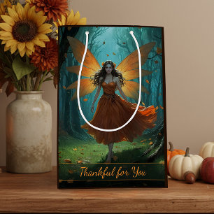 Verzauberte Herbstfee Erntedankfest Fantasy Kunst Mittlere Geschenktüte