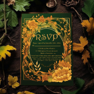 Verzauberte Herbstrückantwort-Hochzeit im Druid Hi RSVP Karte