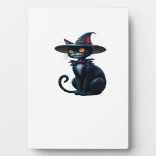 Verzauberte Hexe Halloween-Katzen-Szene Klassische Fotoplatte
