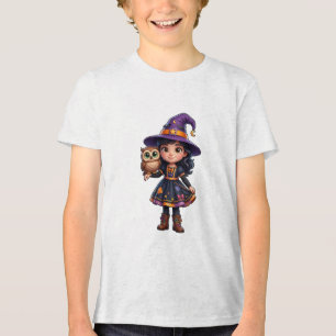 Verzauberte Hexe mit Eule Halloween Fantasy Kunst Tri-Blend Shirt