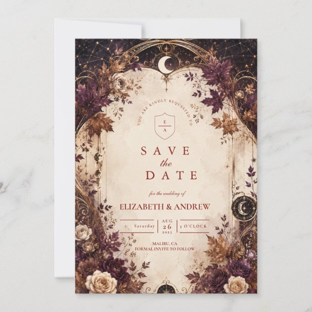 Verzauberte himmlische Herbsthochzeit Save The Date (Vorderseite)