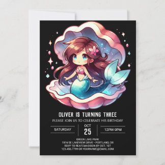 Verzauberte Kinder Meerjungfrau Geburtstag Einladung