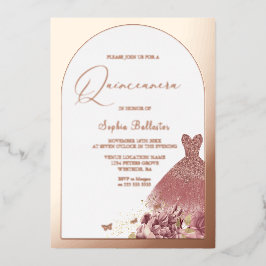 Verzauberte Kleidung Blush Blumenkohl Quinceanera  Folieneinladung