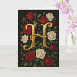 Verzauberte Kletterrosen Initial „H“ Karte