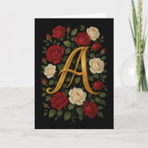 Verzauberte Kletterrosen Initiale „A“ Karte