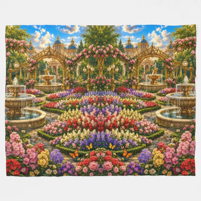 Verzauberte königliche Gartenmauer  Fleecedecke (Vorderseite (Horizontal))