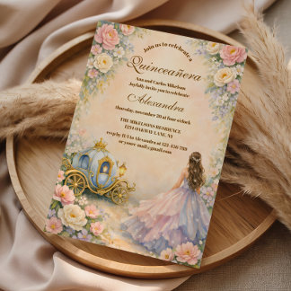 Verzauberte Kutsche Märchen Quinceañera Einladung