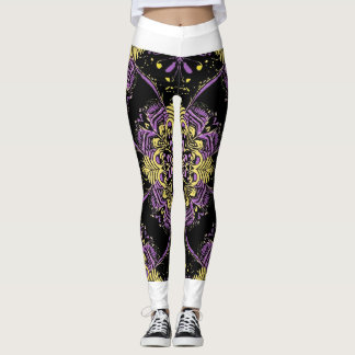 Verzauberte Lila Gold Mandala-Leggings Leggings