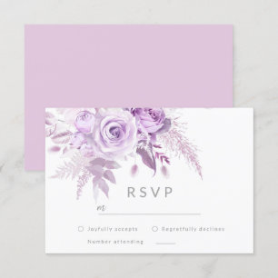 Verzauberte Lila Rose Elegante Hochzeit RSVP Karte