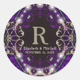 Verzauberte Lila Sparkle Monogram Wedding Stickers