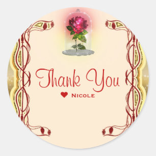 Verzauberte magische Fantasy-Rosen-Geburtstagsfeie Runder Aufkleber