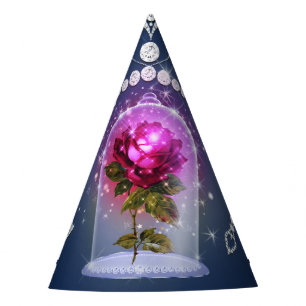 Verzauberte Magische Rote Rose Blaue Florale Bling Partyhütchen
