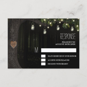 Verzauberte Mason Jar Oak Tree Wedding RSVP Karten